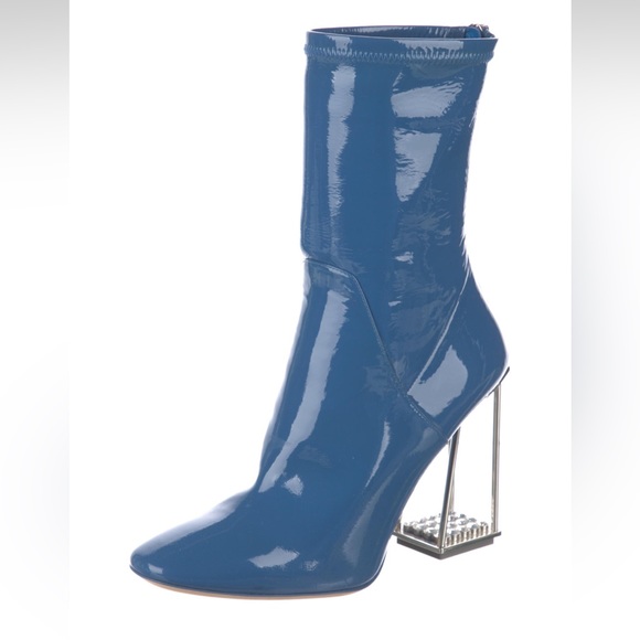CHRISTIAN DIOR PATENT LEATHER BLUE BOOTS WITH CRYSTALS 39 9 - Picture 2 of 5